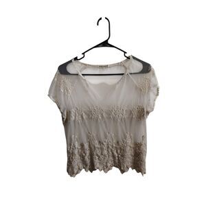 Breeze ever see through and crochet‎ mesh blouse
